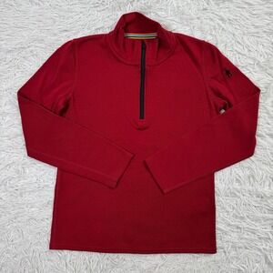 Smartwool Sweater Kids L Red Merino 250 100% Wool 1/4 Zip Pullover Lightweight
